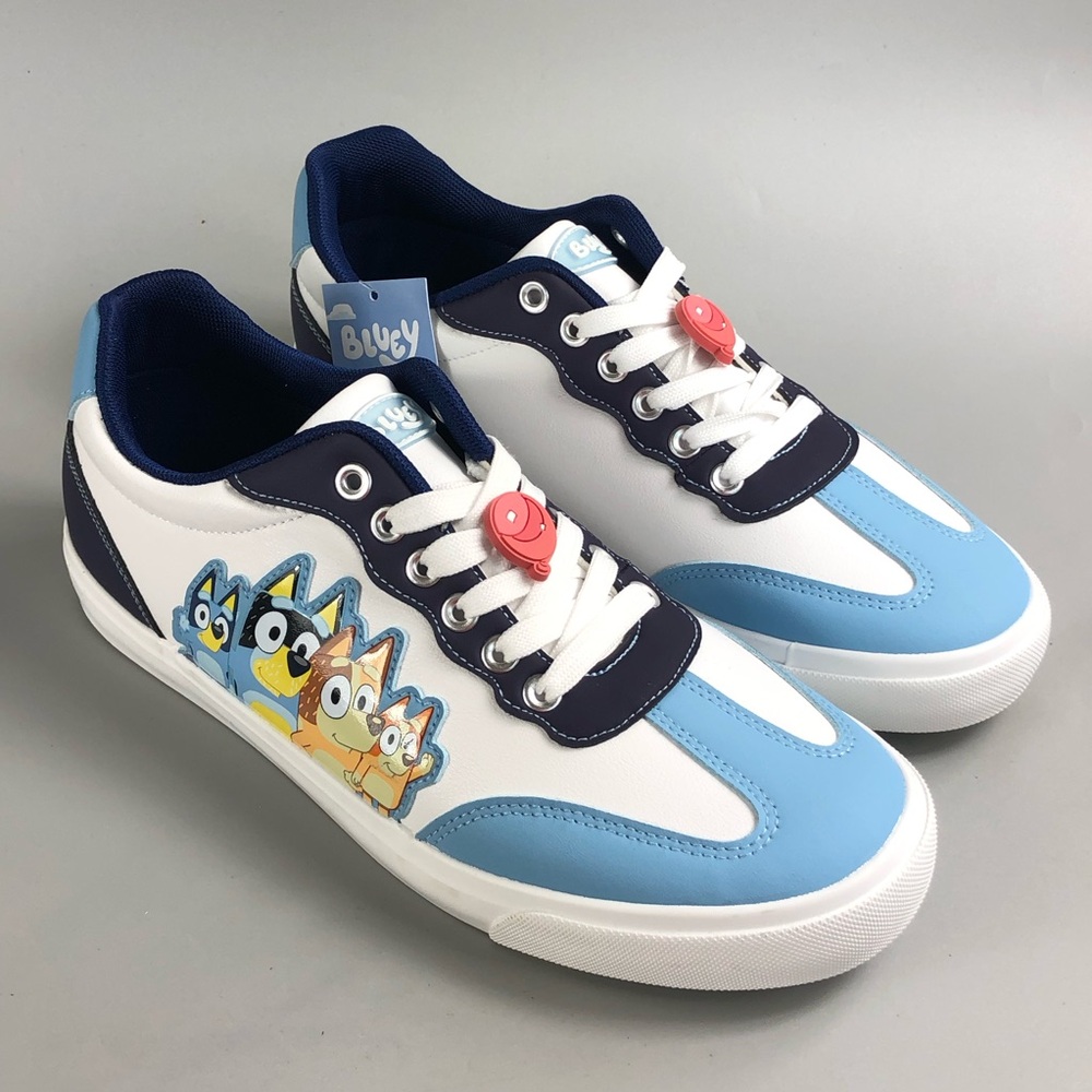 Blue & White Lace-Up Women's Sneakers with Character Graphic Size 10
